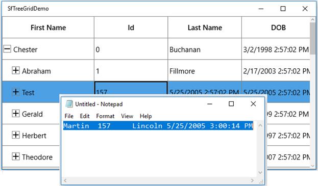 UWP treegrid shows with Data of a column customized when pasting through PasteCellContent event