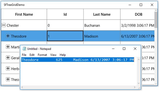 UWP treegrid shows with Paste operation of a column is handled through PasteCellContent event