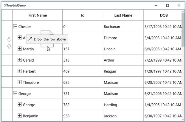 Drag and drop window of UWP treegrid with modified resource