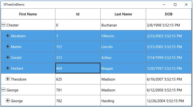 Multiple rows selected in UWP treegrid