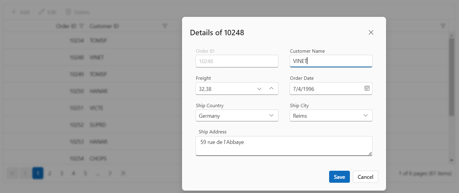 dialog template
