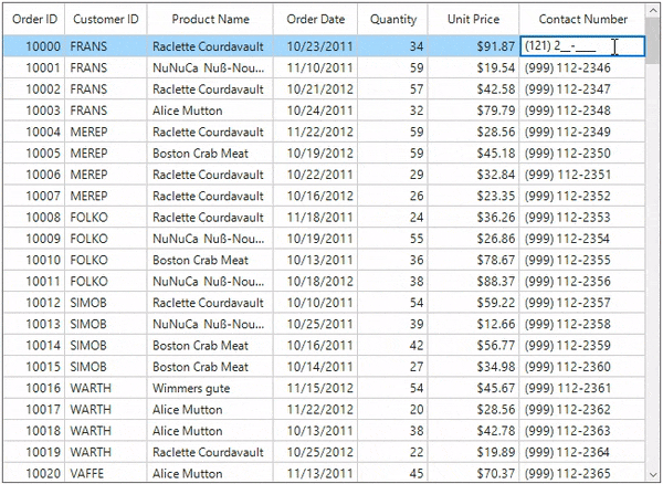Winforms DataGrid shows with GridMaskColumn