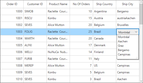 Winforms datagrid shows to display GridComboBoxColumn in datagrid windows form