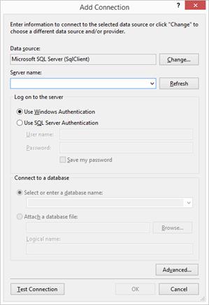 Connect the database through the visual studio