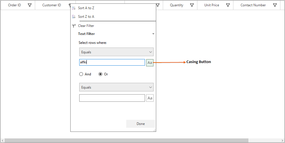Case Sensitive Filtering