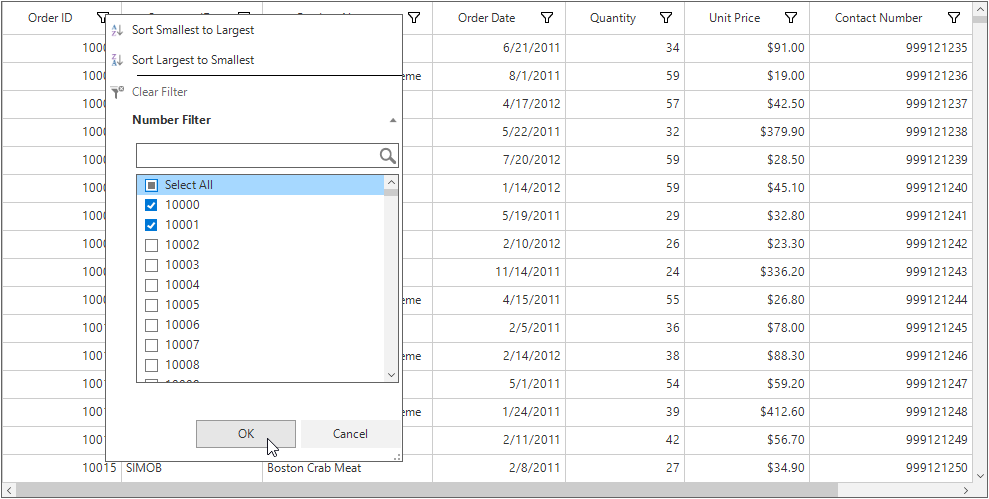 Checkbox Filtering