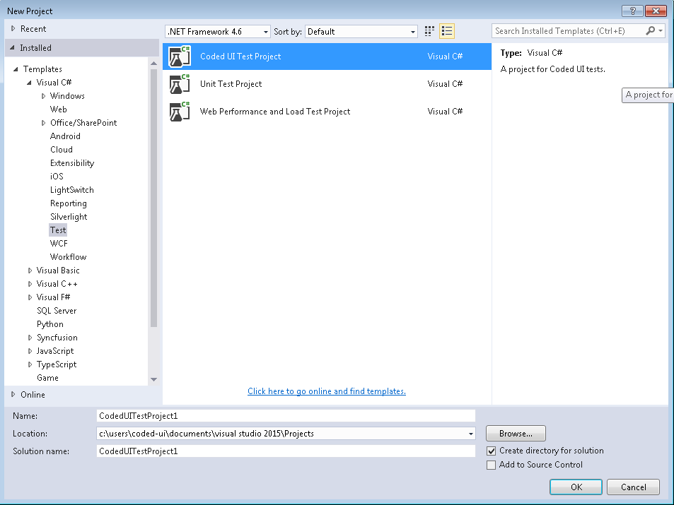 Create New CodedUITest project in Windows Forms DataGrid