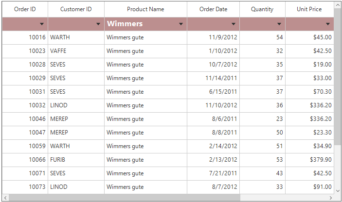WindowsForms DataGrid showing customization of filterrow appearance