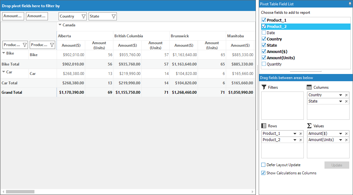 Caption in pivot table field list