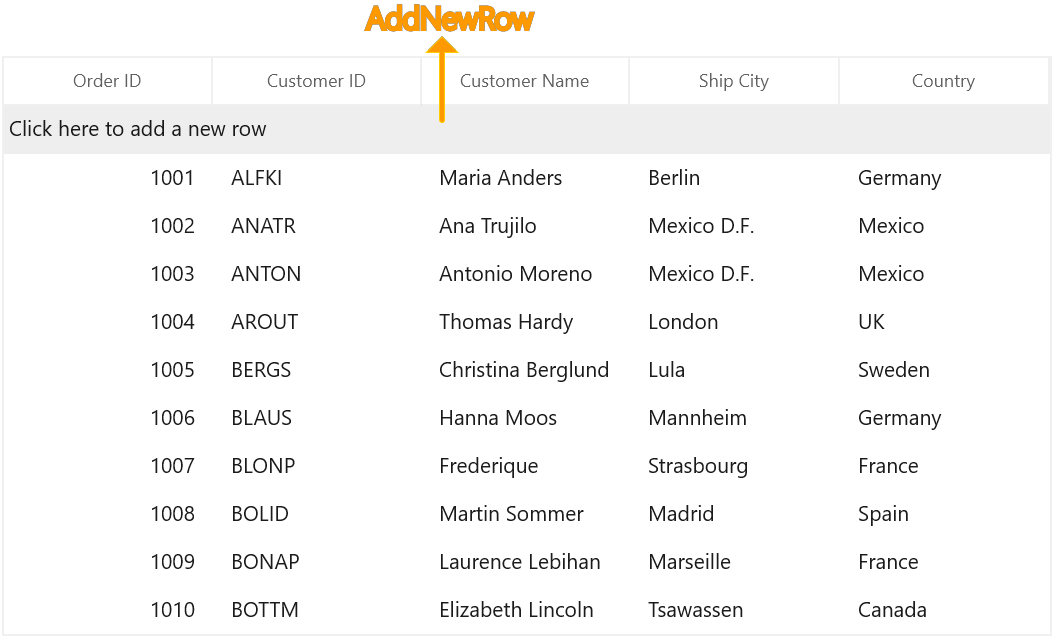 WinUI DataGrid with Add New Row