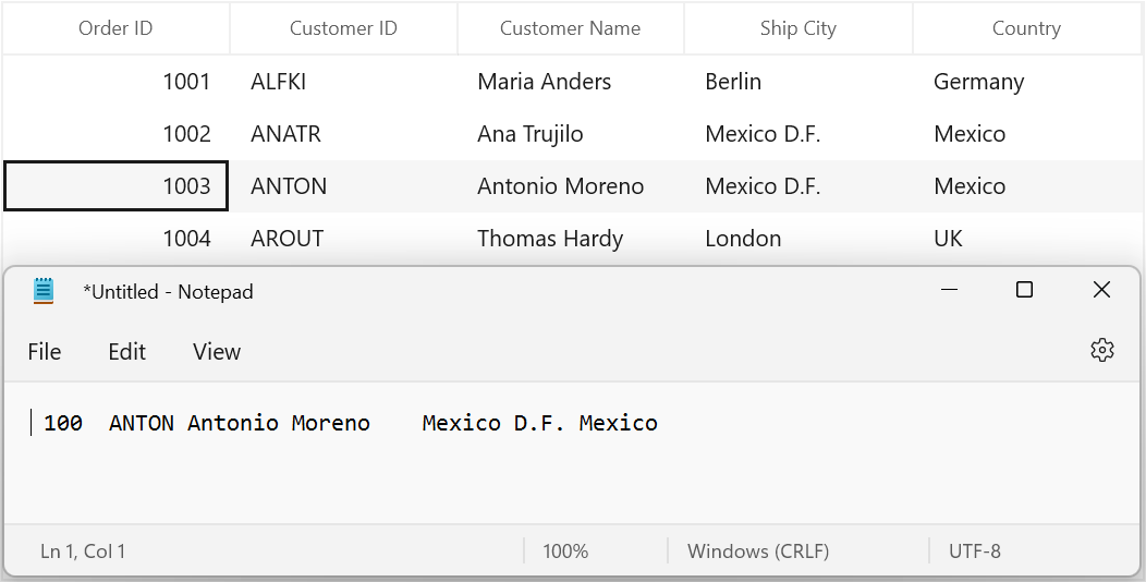 Copy to Clipboard based on Cell Value in WinUI DataGrid