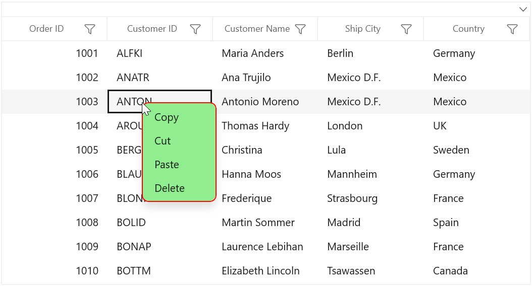 Changing Context Flyout Background in WinUI DataGrid