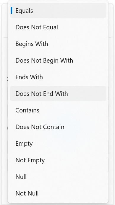 WinUI DataGrid displays Text Filter