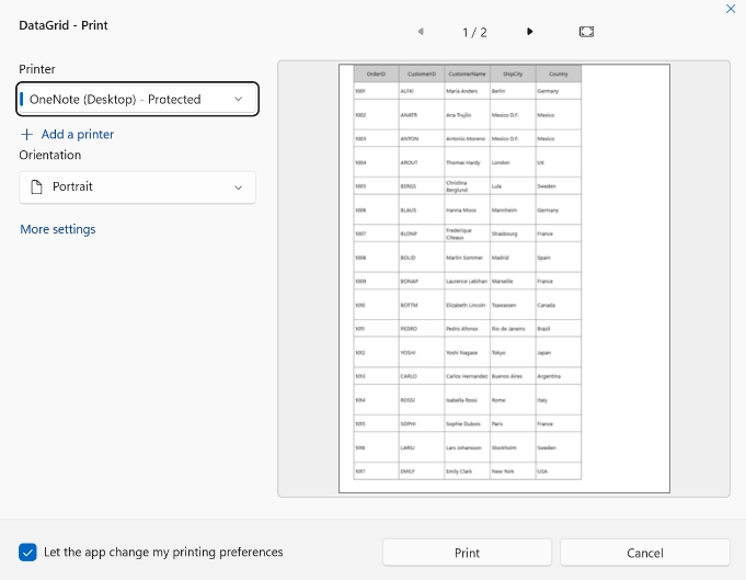 Customized Row Height in WinUI DataGrid Printing
