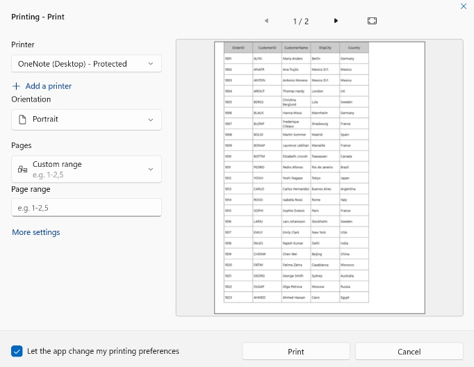 Printing Specific Pages in WinUI DataGrid