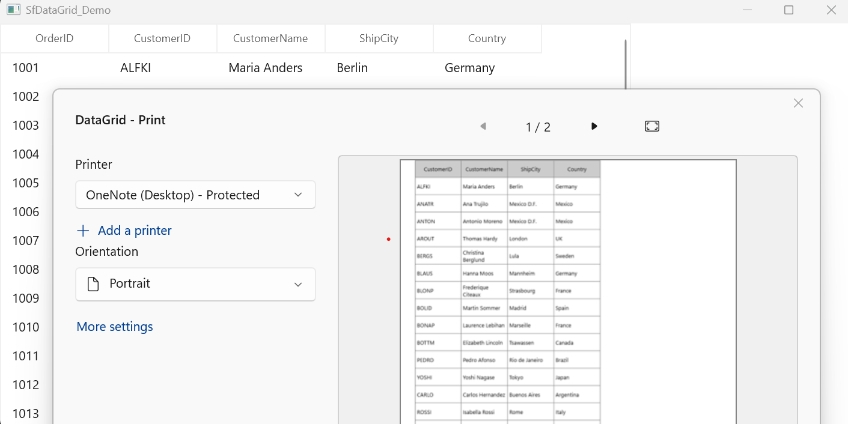 WinUI DataGrid Printing with Hidden Column