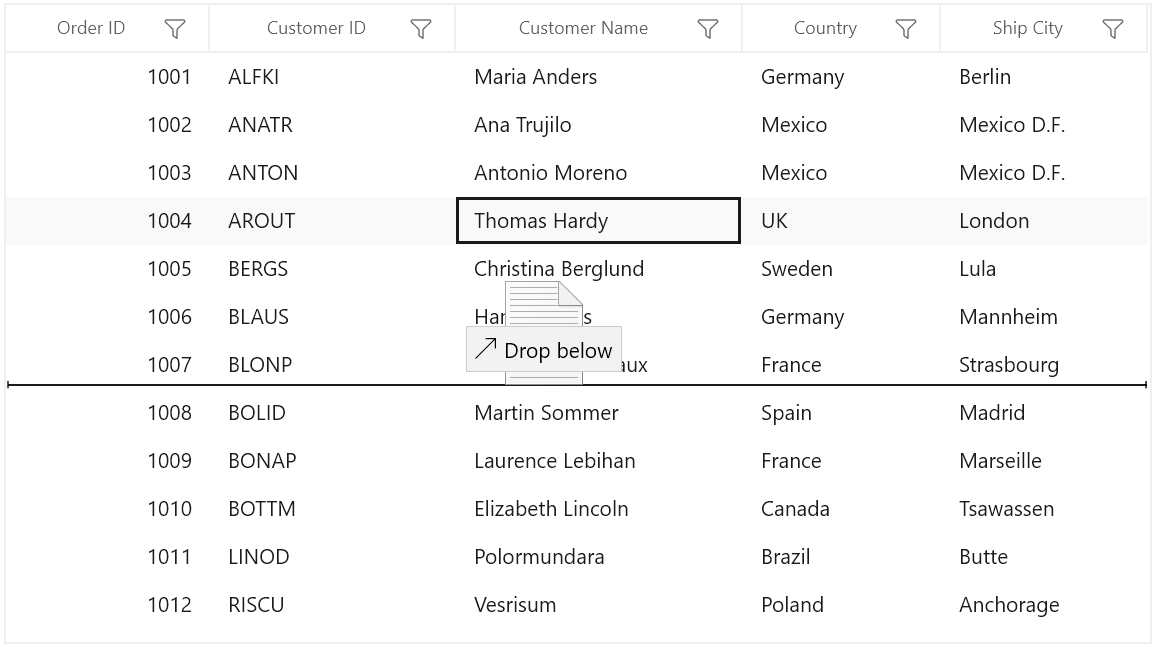 Drag and Drop Rows in WinUI DataGrid