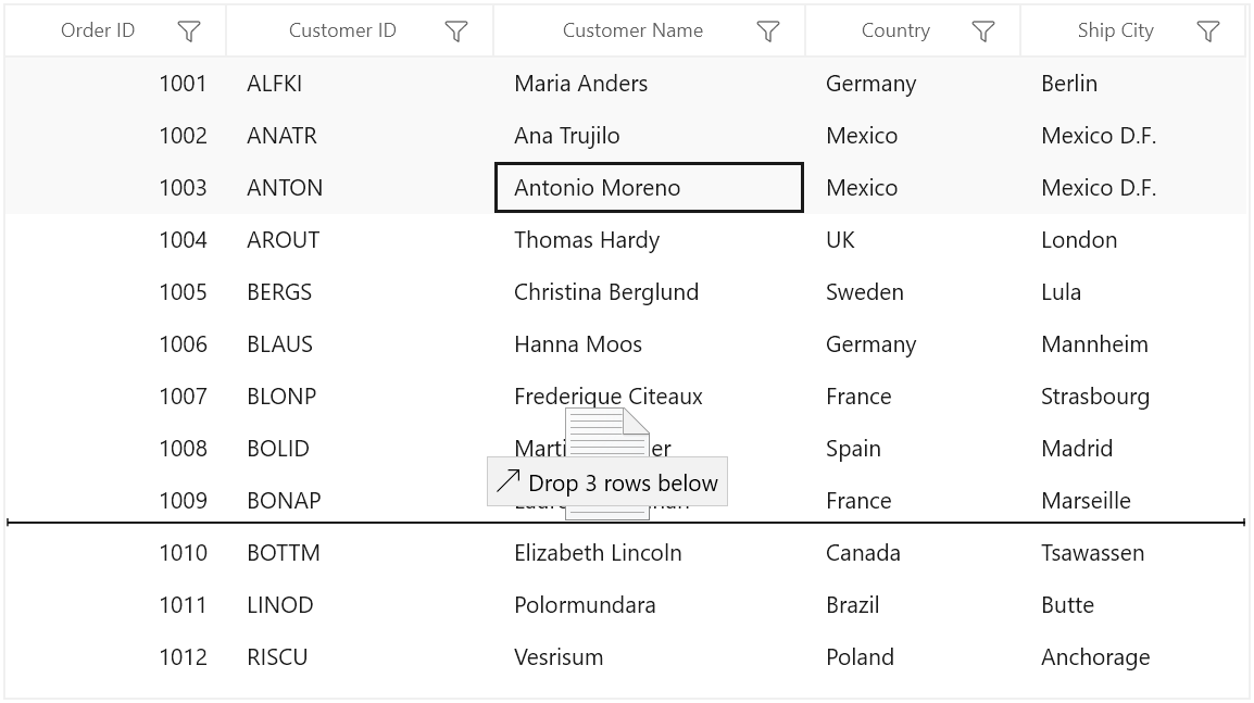 Dragging Multiple Rows in WinUI DataGrid