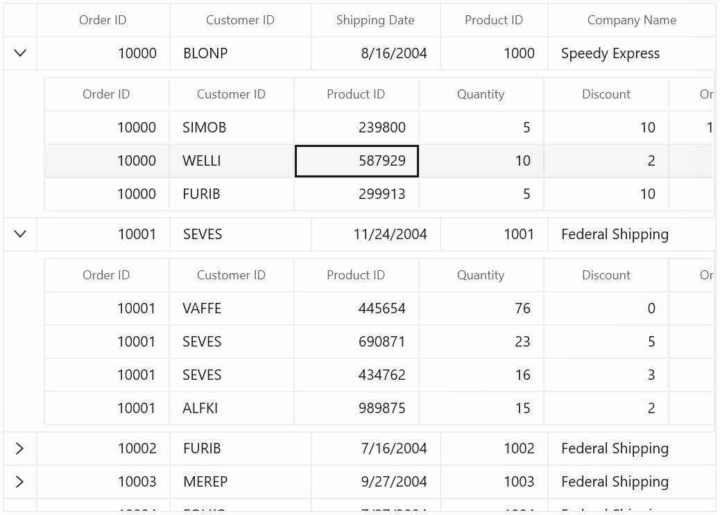 WinUI DataGrid Selection in Master Details View