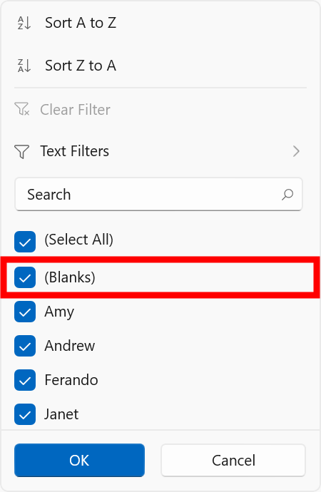 Filter Null Values using CheckBox Filter in WinUI TreeGrid