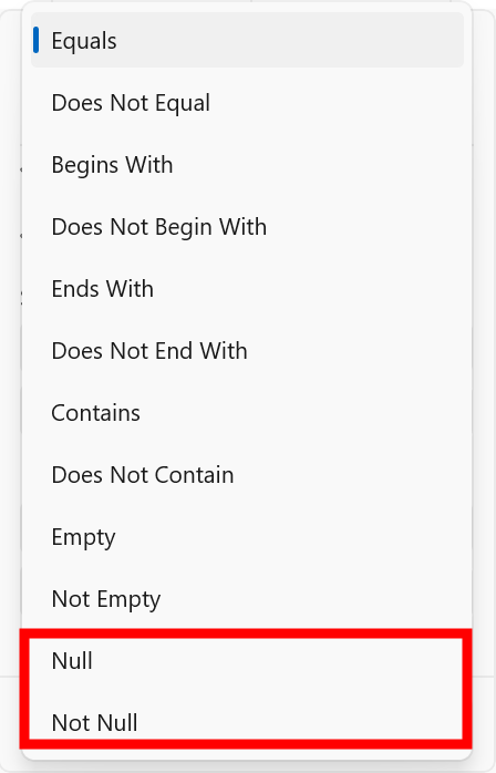 Filter Null Values using Advanced Filter in WinUI TreeGrid