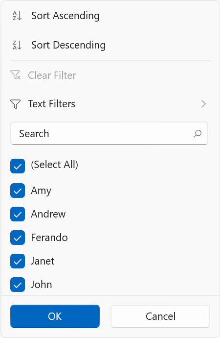 Customizing Sort Option Text in WinUI TreeGrid
