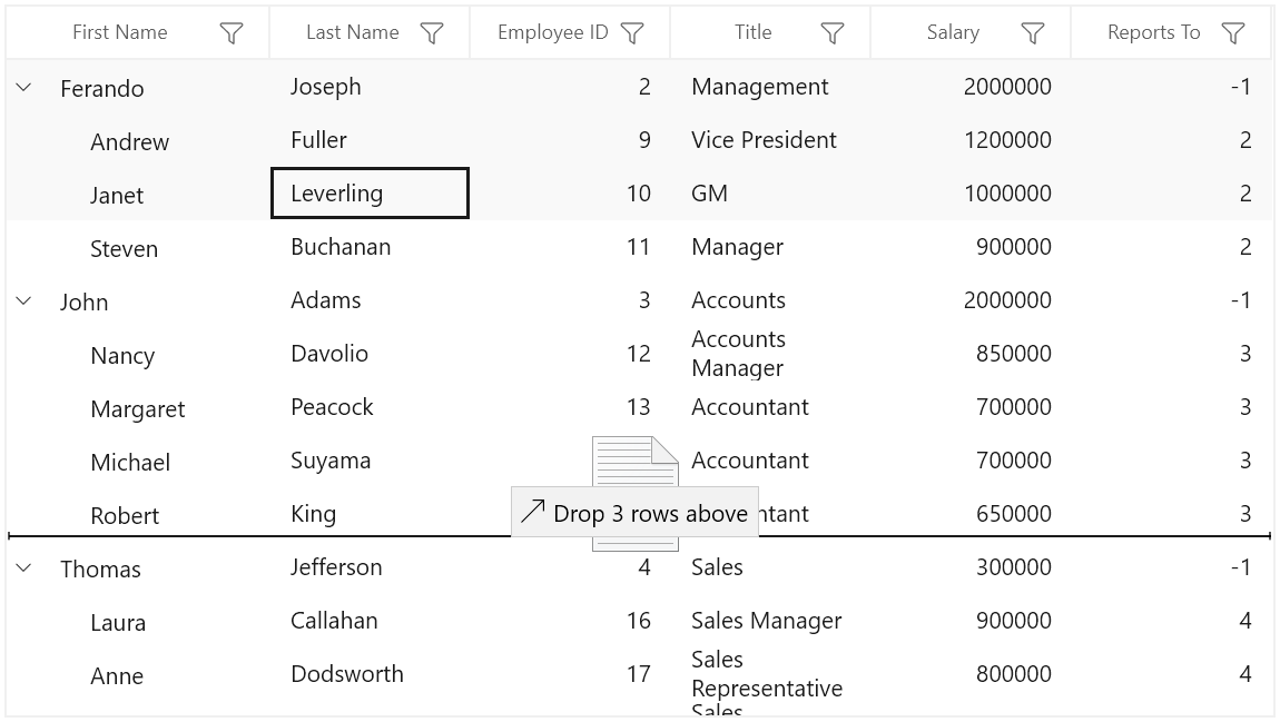 Dragging Multiple Rows in WinUI TreeGrid