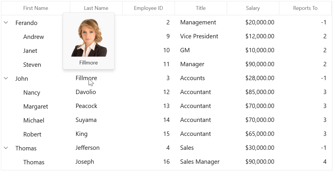 WinUI treeGrid with Customized ToolTip Support