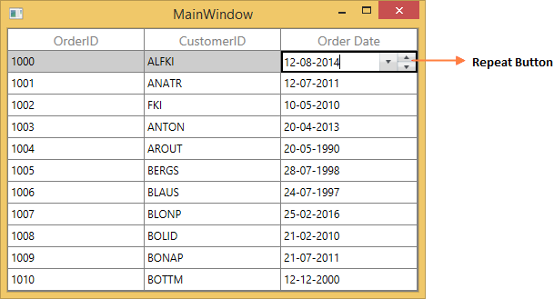 WPF DataGrid displays Spin Button