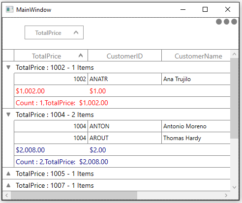 Conditional Style of WPF DataGrid Group Summary Cell using Converter