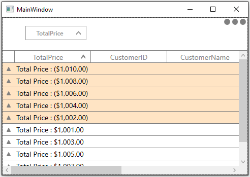 Customizing Caption Summary Rows using Style Selector in WPF DataGrid