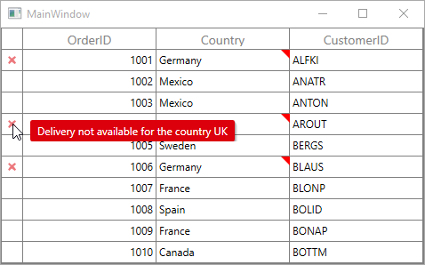 WPF DataGrid displays Error Information of Data Validation using IDataErrorInfo
