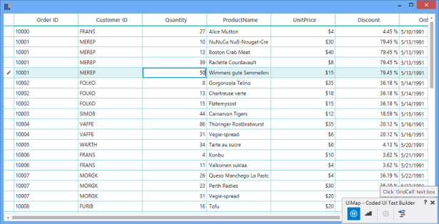 Record the coded ui test actions by using the CodedUITest builder