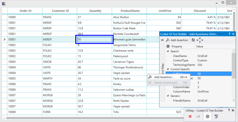 SfDataGrid UI Automation with adding the assertion