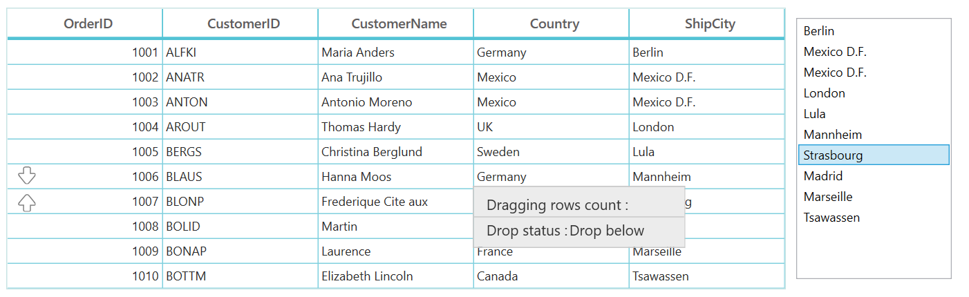 Row Drag and Drop between WPF DataGrid and ListView