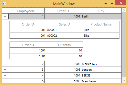WPF DataGrid displays Master Details View based on Manual Relations