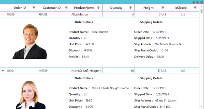 WPF DataGrid displays Record Template View