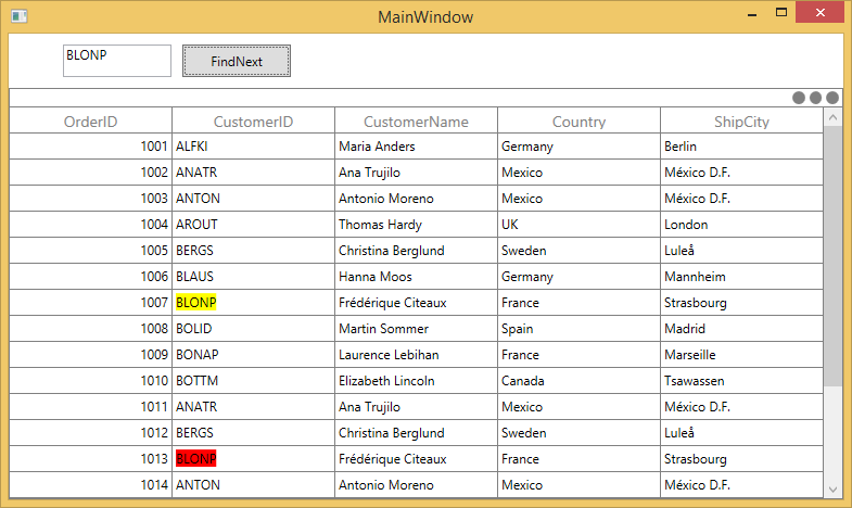Highlighting Navigated Search Text in WPF DataGrid