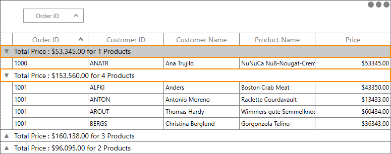WPF DataGrid displays Caption Summary on a Row