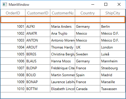 Unbound Rows in WPF DataGrid