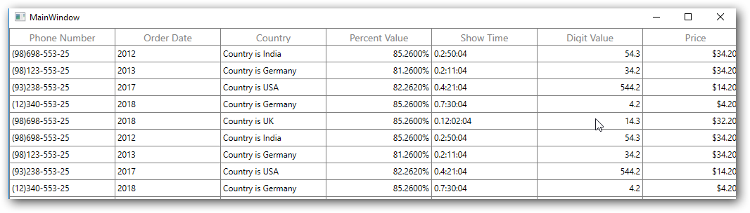 WPF DataGrid with Columns Formatting
