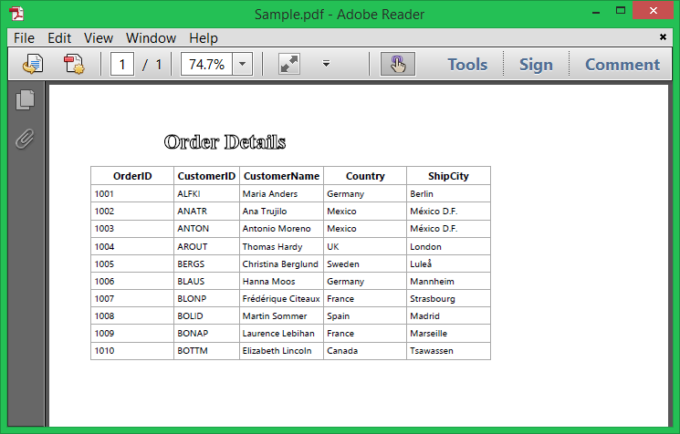 WPF DataGrid displays Export to PDF with Header and Footer