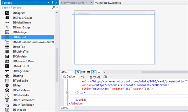 Dragging WPF DataGrid Control from Toolbox to Designer