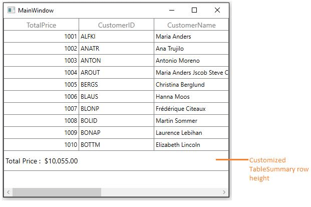 Customizing TableSummaryRow Height in WPF DataGrid