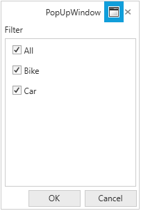 Filter Popup window