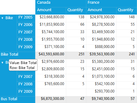 PivotGrid shows Tooltip for summary header