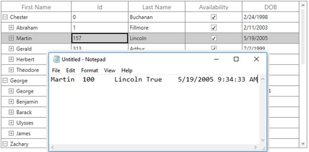 Copy to Clipboard based on Cell Value in WPF TreeGrid