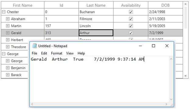 Copy to Clipboard based on Mapping Name in WPF TreeGrid