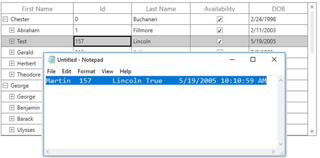 Paste Clipboard Content based on Cell Value in WPF TreeGrid