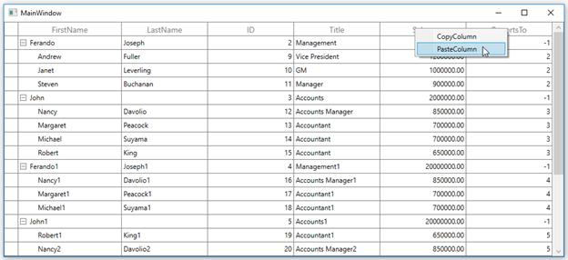 WPF TreeGrid displays Paste ContextMenu